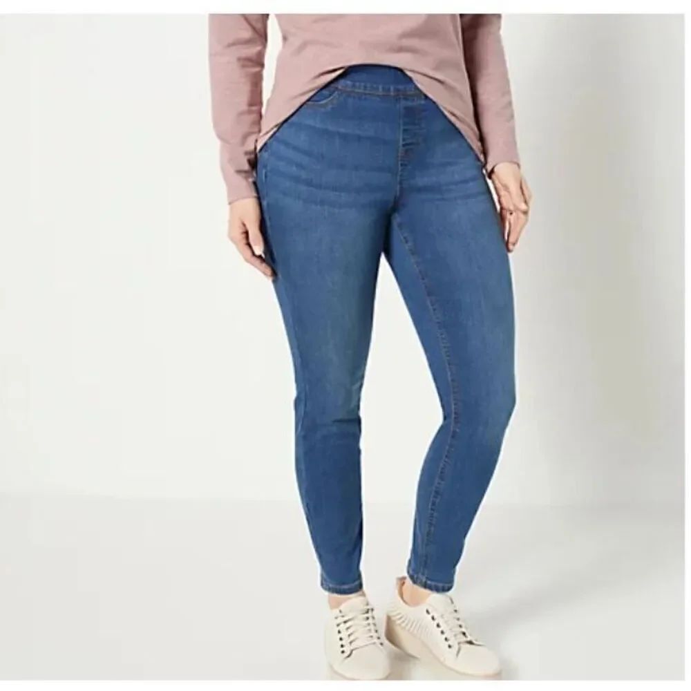 Denim & Co Pull-On Stretch Jeggings 26W / 4X Medium Wash Cozy Touch Denim Pants